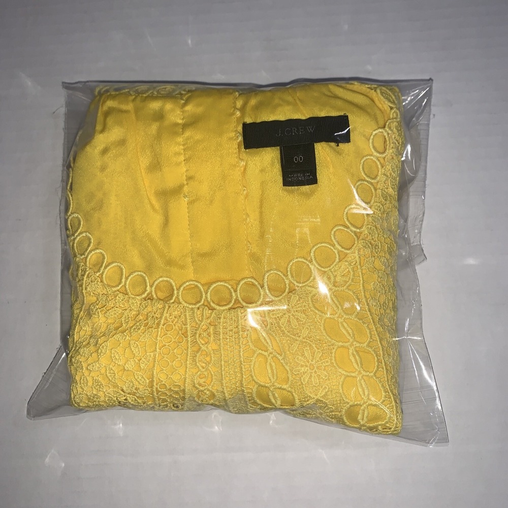 J CREW Womens Size 00 Sleeveless Lined Lace Yellow Lace Crochet Tank Top Blouse - Picture 10 of 10